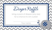 Chevron Navy Elephant Baby Raffle Cards