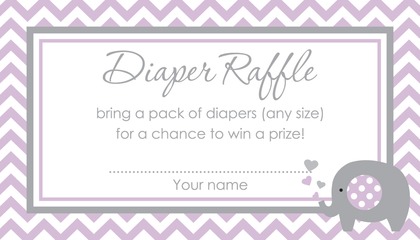 Chevron Yellow Elephant Baby Raffle Cards