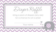 Lavender Chevron Elephant Baby Raffle Cards