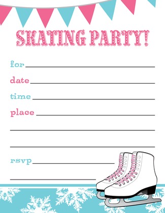 Pink Aqua Ice Skating Party Fill in Thank You Cards