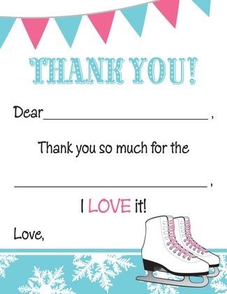 Pink Aqua Ice Skates Note Card