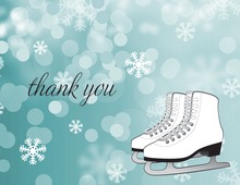 Pink Aqua Ice Skates Note Card