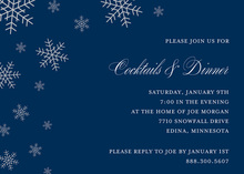 Snow Flakes Navy Holiday Invitations