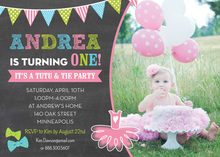 Ties Tutus Photo Birthday Party Invitations