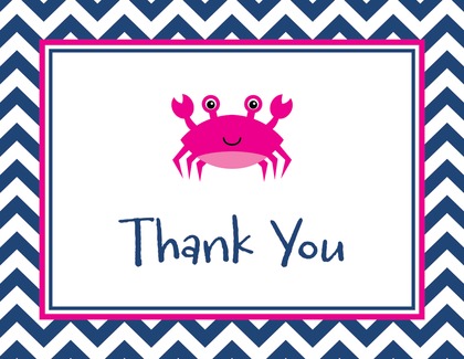 Navy Chevrons Red Crab Thank You Cards