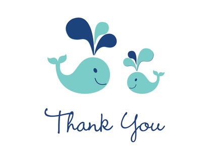 Pink Whale Splash Thank You Cards
