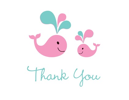 Pink Whale Splash Thank You Cards