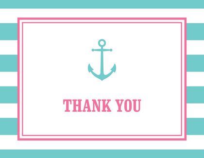 Navy Stripes Anchor Pink Nautical Note