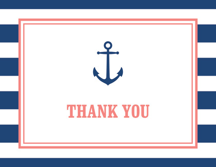 Navy Stripes Anchor Pink Nautical Note