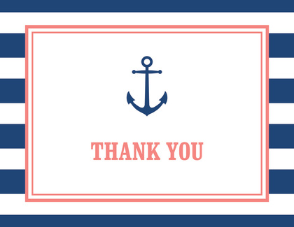 Navy Stripes Anchor Green Nautical Note