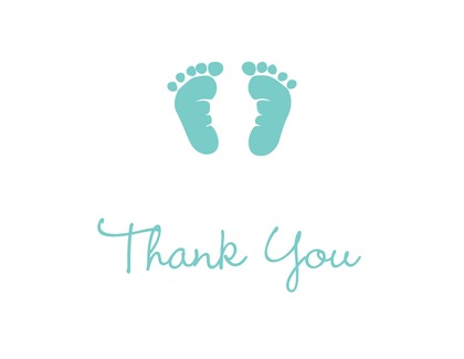 Teal Baby Feet Footprint Baby Wish Cards