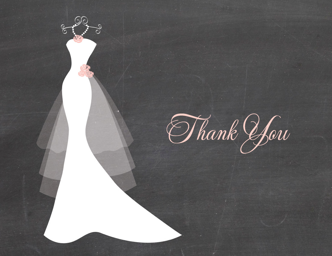 Chalkboard White Personalized Wedding Thank You Cards