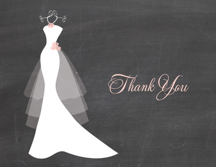 Wedding Dress Pearls Flowers Navy Thank You Cards