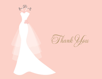 Wedding Dress Aqua Flowers Thank You Cards