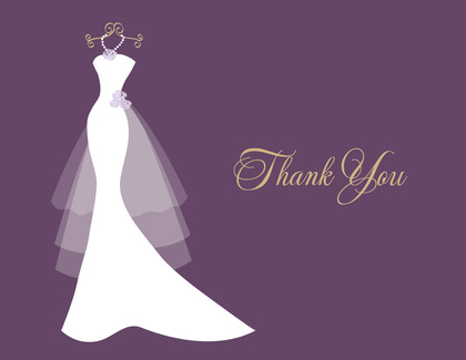 Wedding Dress Pearls Flowers Pink Thank You Cards