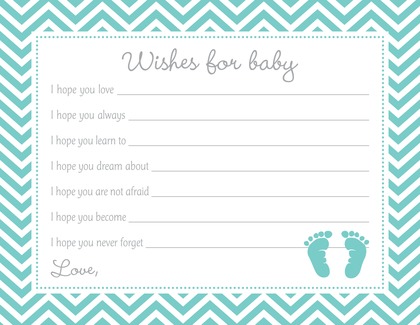 Pink Baby Feet Footprint Baby Shower Wish Cards