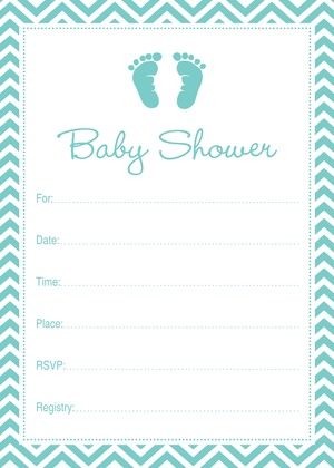 Teal Baby Feet Footprint Baby Wish Cards