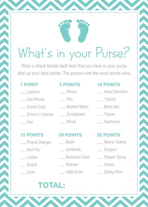 Purple Baby Feet Footprint What's In Your Purse Game