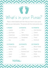 Teal Baby Feet Footprint What's In Your Purse Game