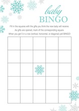 Aqua Snowflakes Baby Shower Bingo Cards