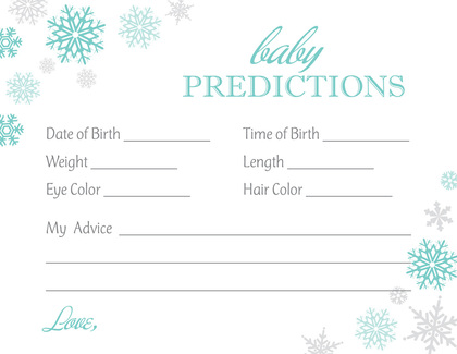 Aqua Snowflakes Baby Wish Cards