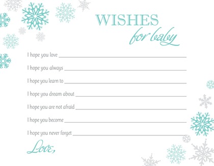 Aqua Snowflakes Fill-in Baby Shower Invitations