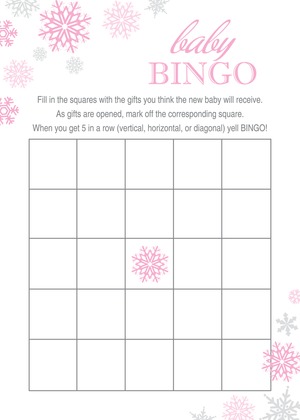 Pink Snowflakes Baby Shower Price Game