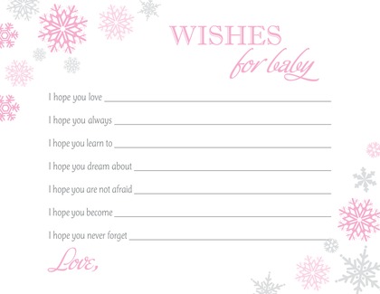 Pink Snowflakes Baby Shower Bingo Cards
