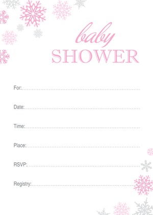 Pink Snowflakes Baby Wish Cards