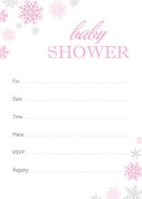 Pink Snowflakes Fill-in Baby Shower Invitations