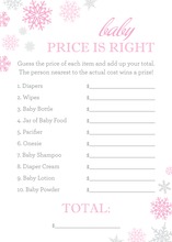 Pink Snowflakes Baby Shower Price Game