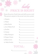 Pink Snowflakes Baby Shower Price Game