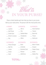 Pink Snowflakes What's In Your Purse Game