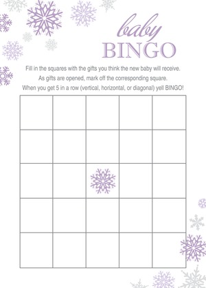 Purple Snowflakes Baby Shower Price Game