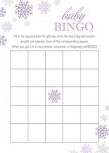 Purple Snowflakes Baby Bingo
