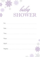 Purple Snowflakes Fill-in Baby Shower Invite