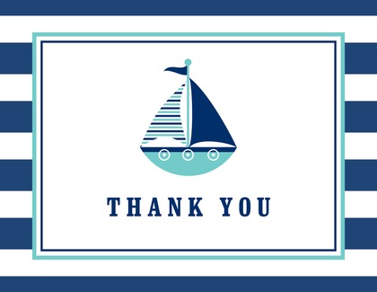 Navy Striped Red Sailboat Thank You Cards