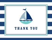 Navy Striped Teal Sailboat Thank You Cards