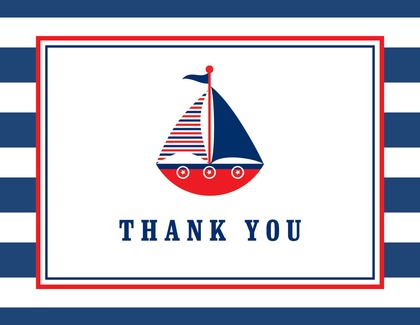 Navy Striped Teal Sailboat Thank You Cards