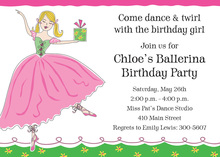 Pretty Ballerina Girl Aqua Invitations