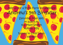 Eat Pizza Kids Birthday Invitations