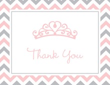 Pink Tiara Chevron Border Thank You Cards