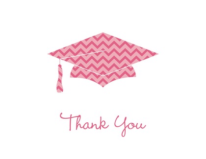 Orange Chevron Graduation Cap Thank You Cards