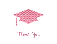 Pink Chevron Graduation Cap Thank You Cards
