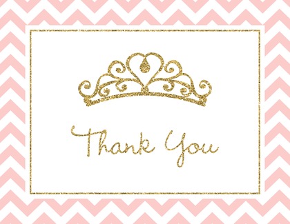 Pink Tiara Chevron Border Thank You Cards