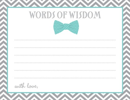 Navy Bow Tie Baby Shower Advice Cards