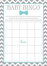 Aqua Bow Tie Baby Shower Bingo Cards