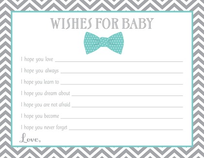 Baby Blue Bow Tie Baby Wish Cards