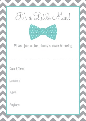 Navy Bow Tie Baby Shower Fill-in Invitations