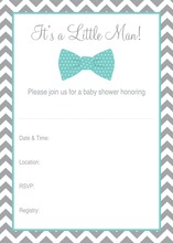 Aqua Bow Tie Baby Shower Fill-in Invitations